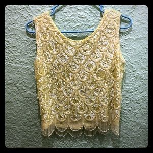 Vintage beaded mid length crop top!